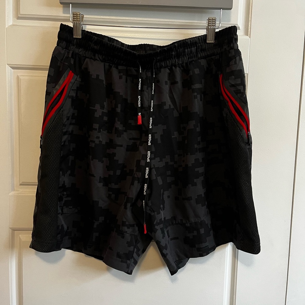 Spyder Black Athletic Shorts with Red Details